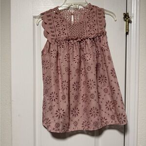 SHEIN Mauve Lace Detail Sleeveless Blouse